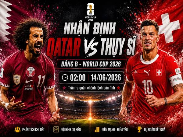 Xem tỷ lệ Qatar với Thụy Sĩ, ngày 14/6